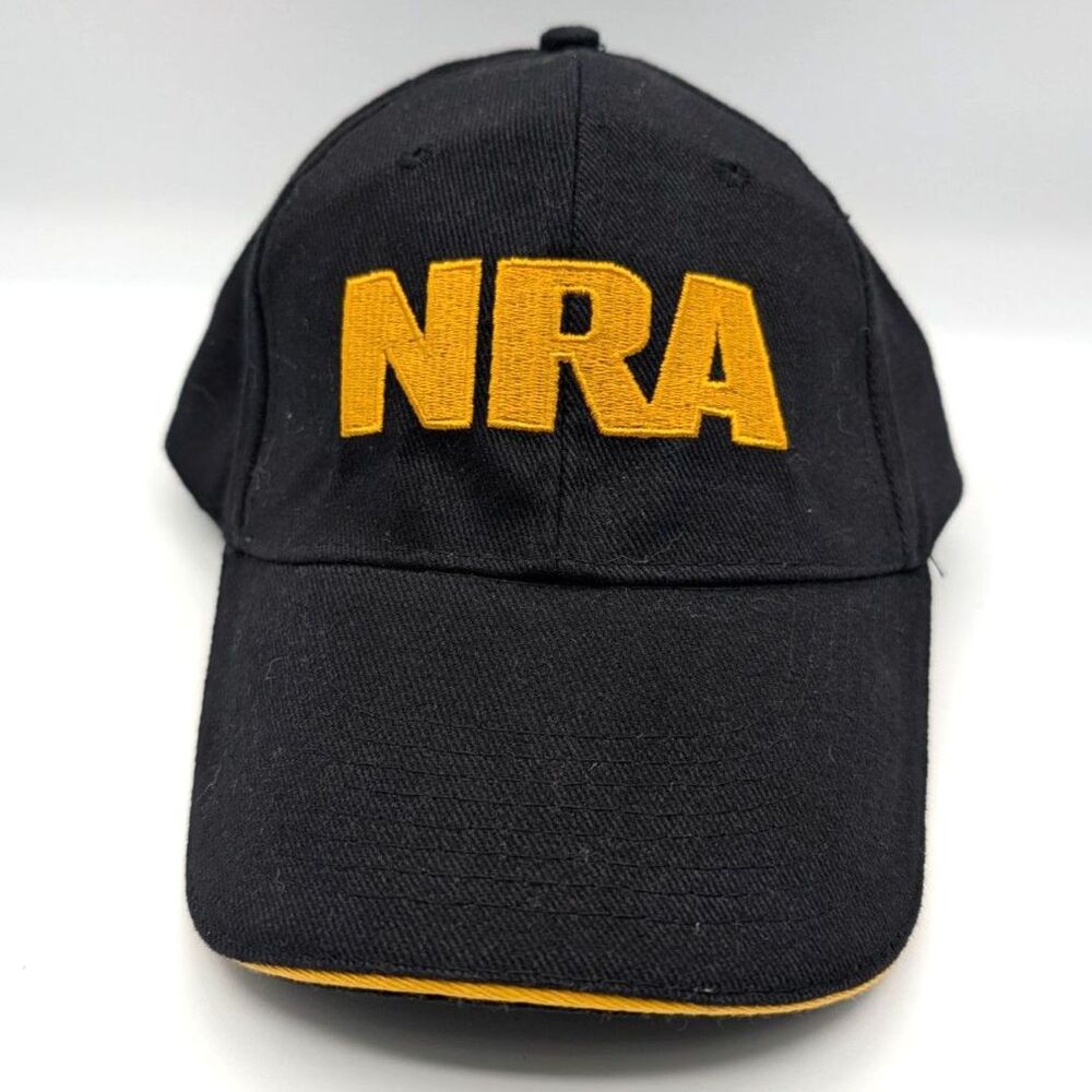 NRA National Rifle Association Black Gold American Flag Strapback Hat Cap